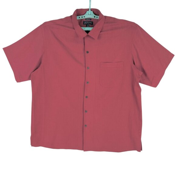 Joseph & Feiss Men's Classic Fit Red Short Sleeve Button-Up Shirt XXL 100% Silk - Picture 1 of 11